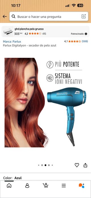Parlux Digitalyon secador de pelo azul