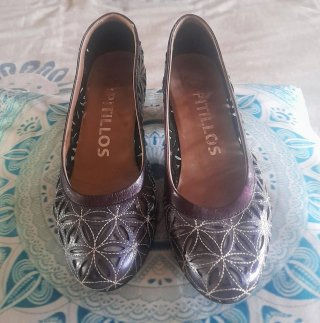 Zapatos Confort Pitillos Piel Azul/Purpura/Blanco
