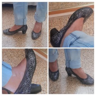 Zapatos Confort Pitillos Piel Azul/Purpura/Blanco