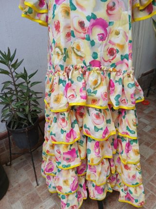 Vestido Flamenco Volantes Flores Talla Única