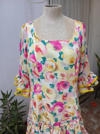Vestido Flamenco Volantes Flores Talla Única