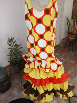 Vestido Flamenco Volantes Flores Talla Única
