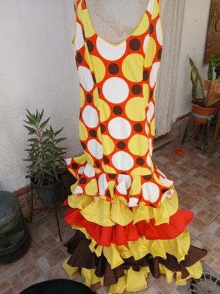 Vestido Flamenco Volantes Flores Talla Única