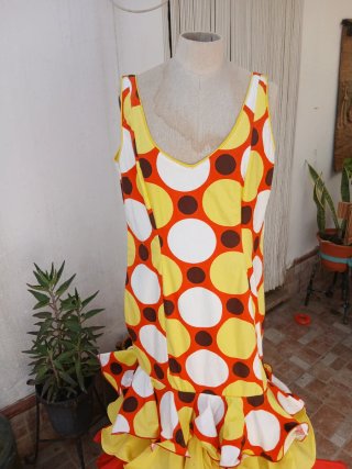 Vestido Flamenco Volantes Flores Talla Única
