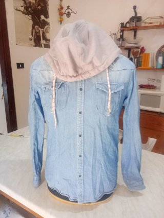 Camicia uomo jeans con cappuccio