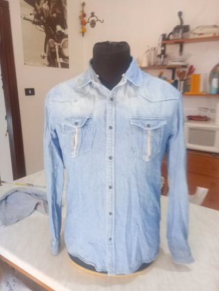 Camicia uomo jeans con cappuccio