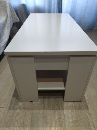 Mesa centro elevable blanca