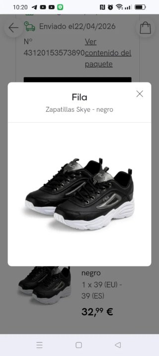 Zapatillas Fila Skye negras talla 39