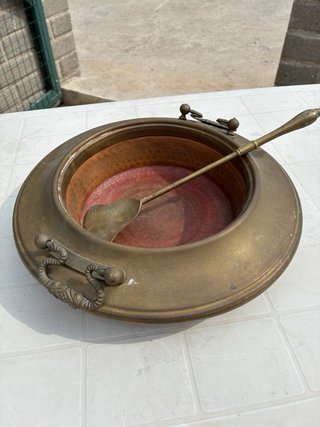 Braciere antico in rame con paletta