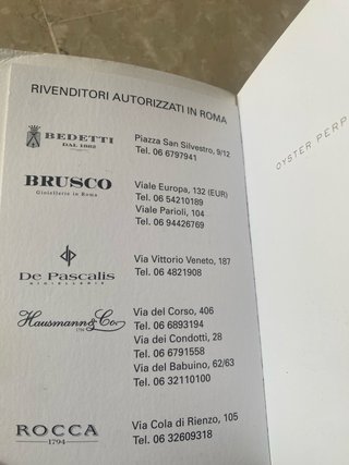 Catalogo Rolex Oyster per rivenditori di Roma