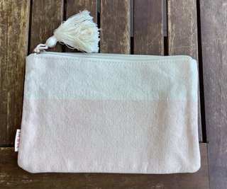Pochette Natural Side tessuto beige e bianco