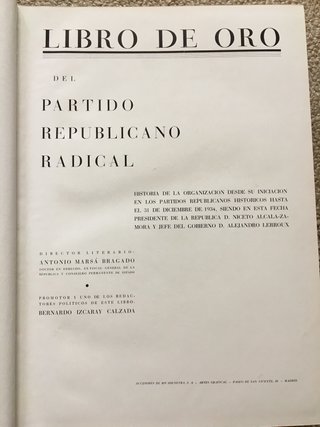 Libro oro partido republicano radical 1864 a 1934