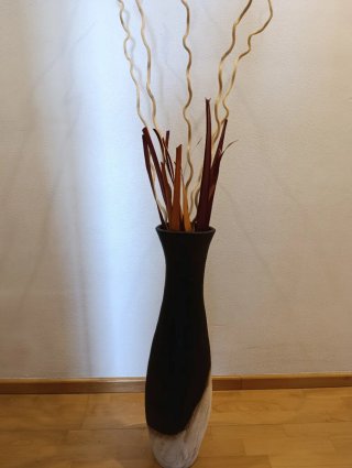 Jarrón grande de cerámica wenge y beige