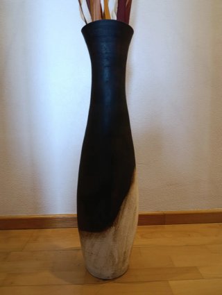 Jarrón grande de cerámica wenge y beige