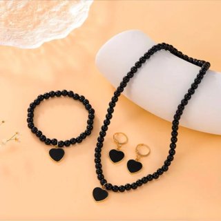 SmartWeor Orologio e Gioielli Set Cuore Nero Oro