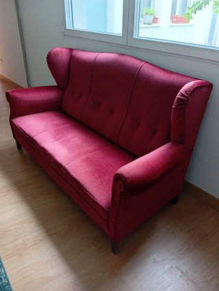 Sofá Vintage Terciopelo Rojo