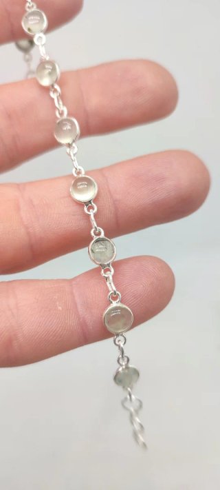Pulsera de Plata y Prehnita.