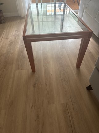 Mesa de centro cristal y madera