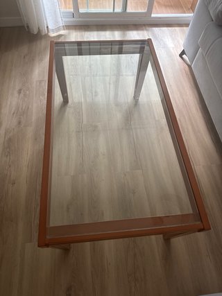 Mesa de centro cristal y madera