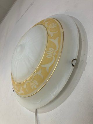 Lampada soffitto metallo/vetro D.50 decoro ambra