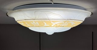 Lampada soffitto metallo/vetro D.50 decoro ambra