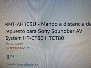 Mando a distancia Sony RMT-AH103U