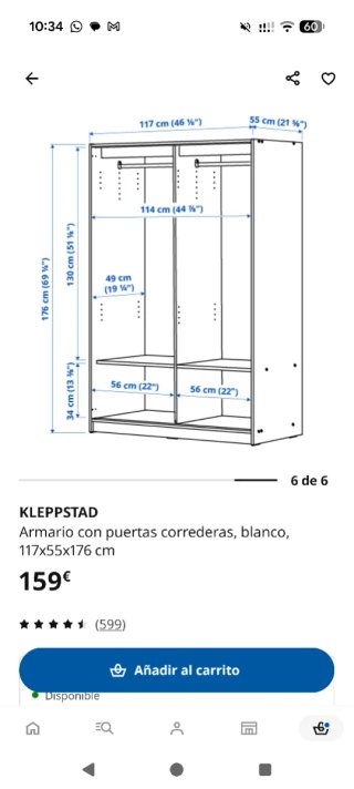 Armario blanco puertas correderas