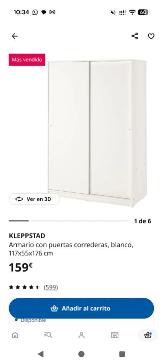 Armario blanco puertas correderas