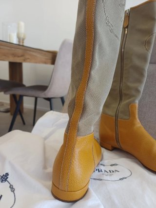Stivali Prada Pelle e Tela Taglia 38
