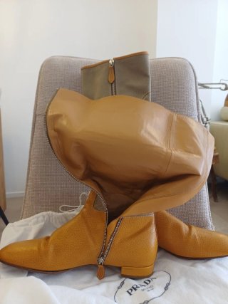 Stivali Prada Pelle e Tela Taglia 38