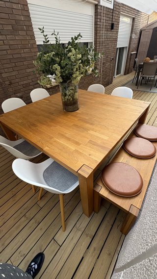 URGE VENTA! Mesa Madera 150x150 + 6 Sillas + Banco