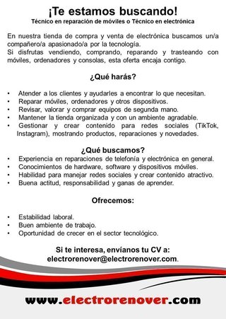 Técnico en reparación de móviles o Técnico electro