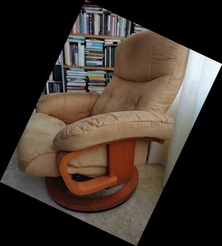 Sofá de ante reclinable giratorio + reposapiés
