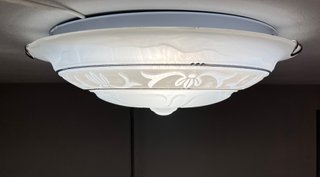 Lampada soffitto metallo/vetro D.40 decoro bianco