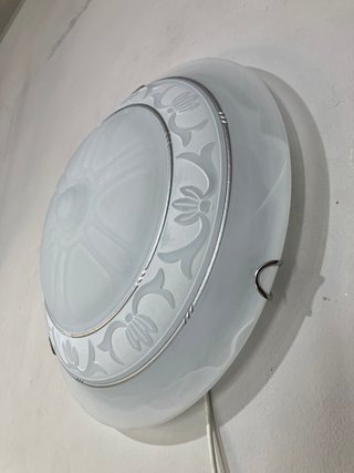 Lampada soffitto metallo/vetro D.40 decoro bianco