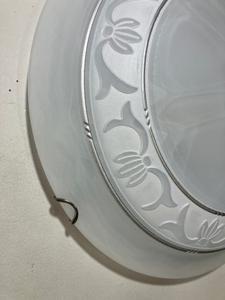 Lampada soffitto metallo/vetro D.40 decoro bianco