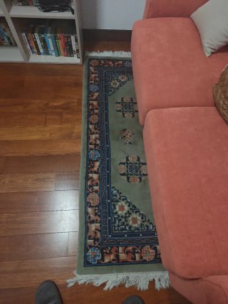 Tappeto di seta e lana verde multicolore