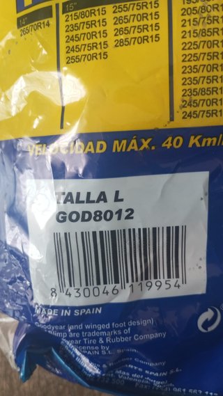 Cadenas Nieve Textiles Goodyear Talla S