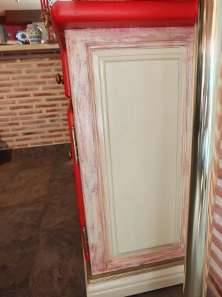Aparador madera maciza pino naranja y crema