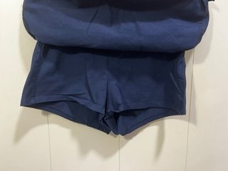 Falda mini azul de algodón con pantalón interior