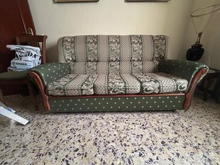 Tresillo tela y madera
