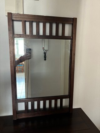 Mueble recibidor con espejo de madera