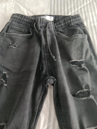 Pantalón Jogger Roto Hombre Bershka Negro