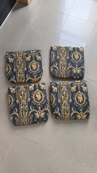 Cojines decorativos azul y dorado (4 unidades)