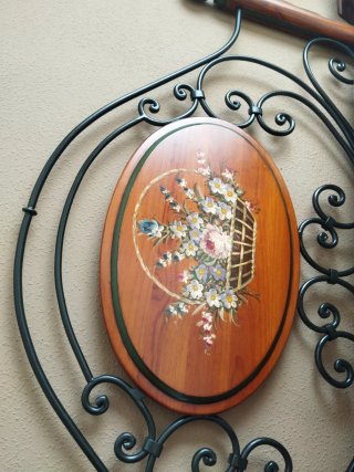 Cabecero cama 135 cm madera y forja