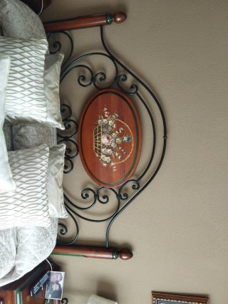 Cabecero cama 135 cm madera y forja