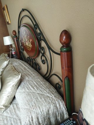 Cabecero cama 135 cm madera y forja