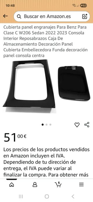 Mercedes Benz clase c  Carcasa consola central