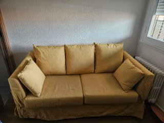Sofá cama amarillo tela