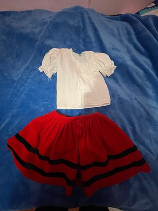 Conjunto Traje Vestido Rojo y Blanco